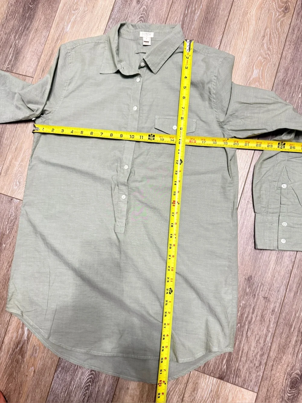 #10)  J. Crew Cotton Light Sage Casual Half Button Down Shirt